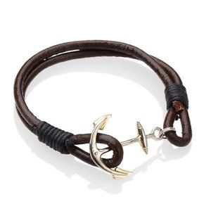 😀 Genuine Leather Ships Anchor Clasp Bracelet